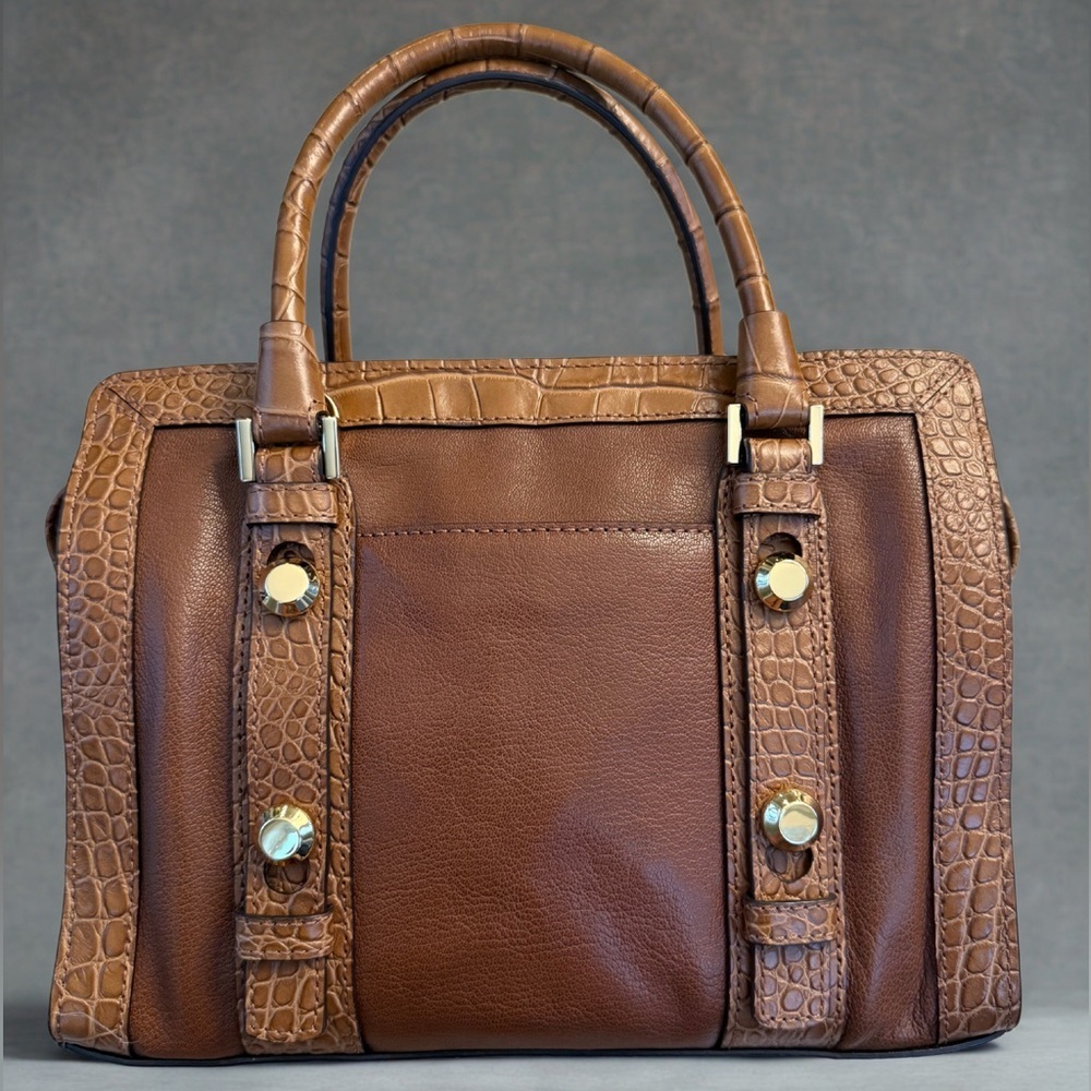 Michael Kors Collins Studded MD Satchel - Walnut New With Tags - Picture 3 of 9